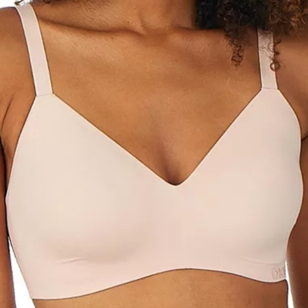 NWT DKNY 38D Wireless Litewear Active Comfort Bra Blush Pink Contour Logo Straps